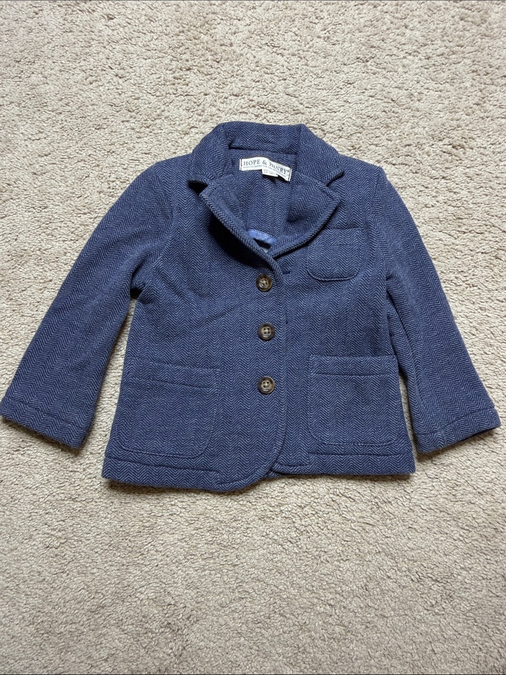 Hope & Henry Kids' Blue Herringbone Blazer